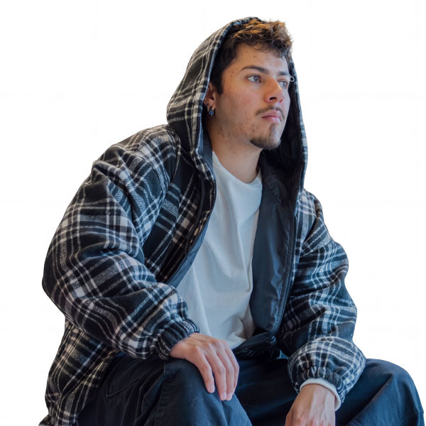 Hoodie Leñador Reversible Color Negro